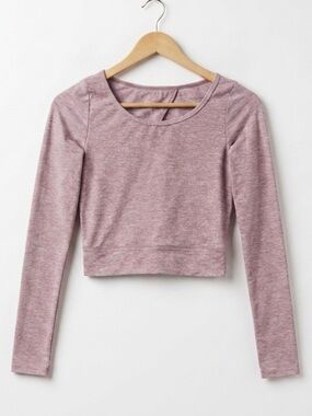 The Constant Open Back Crop Top Balletcore Athleisure Heathered Pink Small